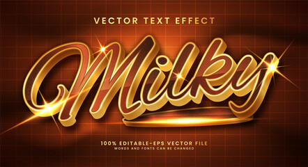 Milky 3D text style effect. Editable text with brown color concept.