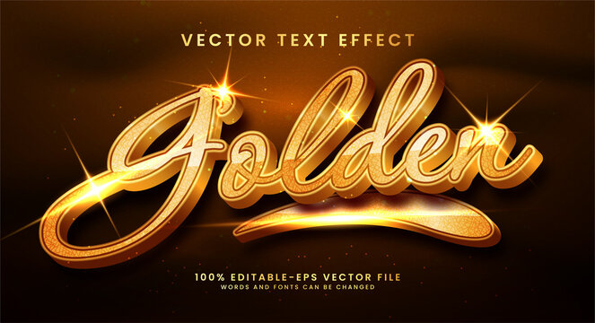 Golden 3D text style effect. Editable text with luxury concept.