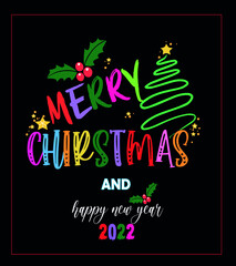 merry christmas and happy new year vector t-shirt design