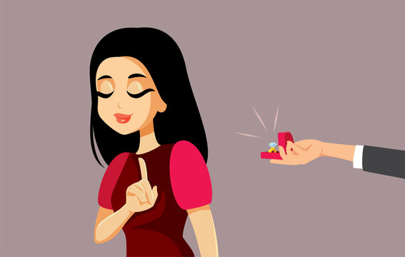 Girlfriend Refusing Engagement Proposal from her Boyfriend Vector Cartoon
