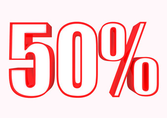 50 Percent off 3d Sign on White Background, Special Offer 50% Discount Tag, Sale Up to 50 Percent Off,big offer, Sale, Special Offer Label, Sticker, Tag, Banner, Advertising, offer Icon