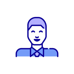 Professional young man in a shirt with a tie. Line art, editable stroke pixel perfect colored profile picture icon.