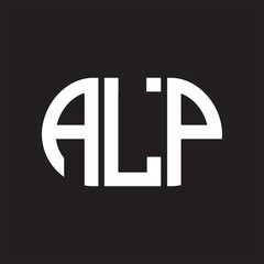 ALP letter logo design on black background. ALP