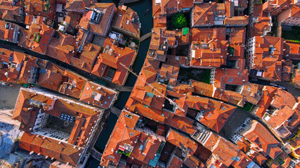 Aerial View of Venice Rooftops and Canals