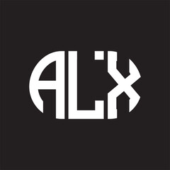 ALX letter logo design on black background. ALX