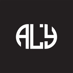 ALY letter logo design on black background. ALY