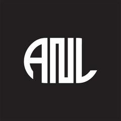 ANL letter logo design on black background. ANL