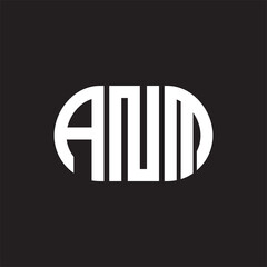 ANM letter logo design on black background. ANM