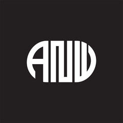 ANW letter logo design on black background. ANW