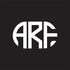 ARF letter logo design on black background. ARF