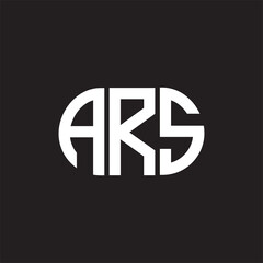 ARS letter logo design on black background. ARS
