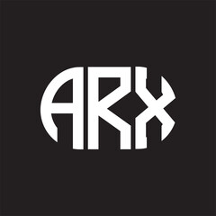 ARX letter logo design on black background. ARX