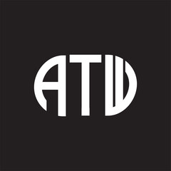 ATW letter logo design on black background. ATW