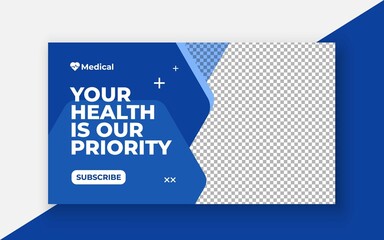 Medical healthcare youtube thumbnail and web banner template.Editable video thumbnail template
