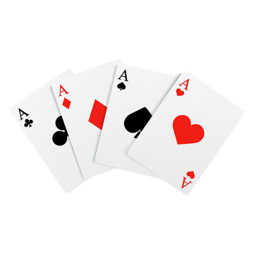 Set of playing cards, ace of four suits. Vector