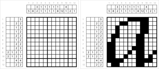 Fototapeta premium Alphabet A Lowercase Nonogram Pixel Art M_2201002
