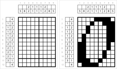 Fototapeta premium Alphabet O Lowercase Nonogram Pixel Art M_2201002