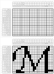 Fototapeta premium Alphabet M Nonogram Pixel Art M_2201002