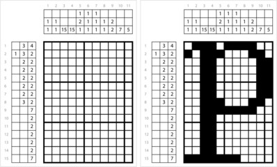 Fototapeta premium Alphabet P Lowercase Nonogram Pixel Art M_2201001