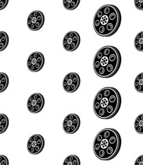 Film Reel Icon, Cinema Movie Reel Icon Seamless Pattern