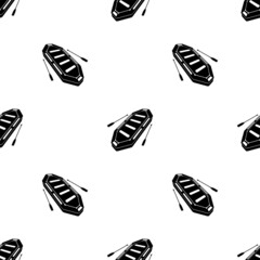 Raft Icon Seamless Pattern, Water Transportation Rubber Raft