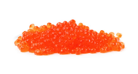 Pile of delicious red caviar isolated on white