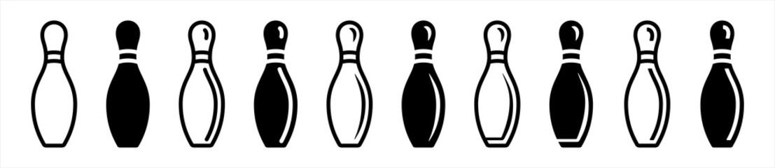 Bowling pin icons set. Vector illustration