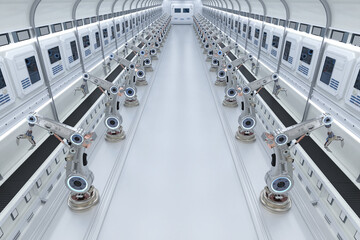 robot assembly line in  factory