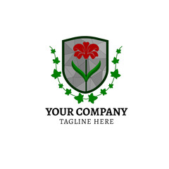 Flower shield vintage emblem logo