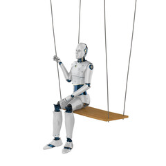 ai robot on swing isolated