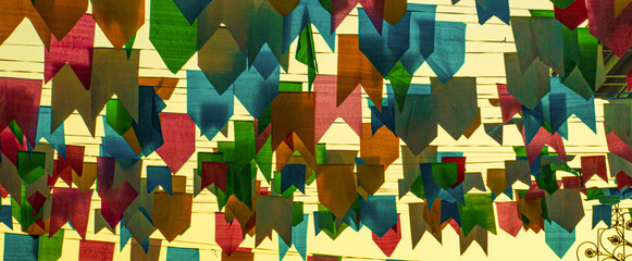 Brazilian june party (festas juninas) decoration at sunset