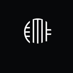 Title: EMF Letter logo design with a circular shape vector in illustration.        