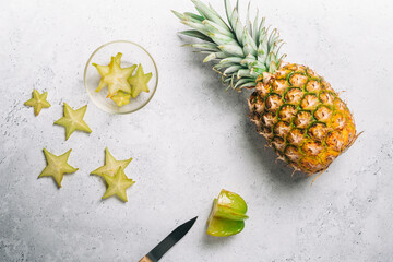 Fresh star fruit and pineapple