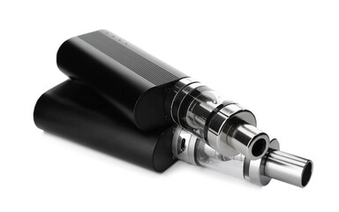 Two electronic smoking devices on white background