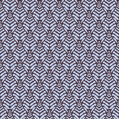 seamless pattern with abstract flowers in light blue and dark brown colors, vector tile, modern pattern