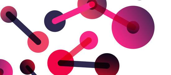 Abstract background. Round dots connected by lines. Trendy techno business template for wallpaper, banner, background or landing