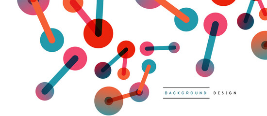 Line points connections geometric abstract background. Circles connected by lines. Trendy techno business template for wallpaper, banner, background or landing