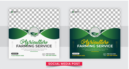 Agro farm services social media post or web banner template. © Pavel
