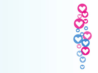 Stream of flying hearts. Like elements for social media live translation. Vector illustration.