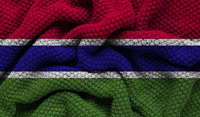 Gambia flag on knitted fabric. 3D-image