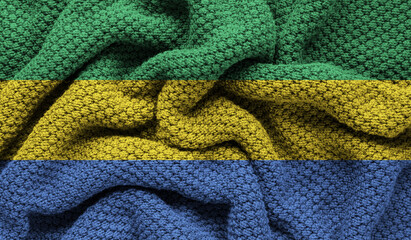Gabon flag on knitted fabric. 3D-image