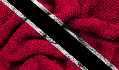 Trinidad and Tobago flag on knitted fabric. 3D-image