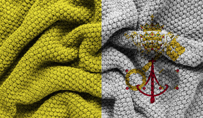 Vatican flag on knitted fabric. 3D-image