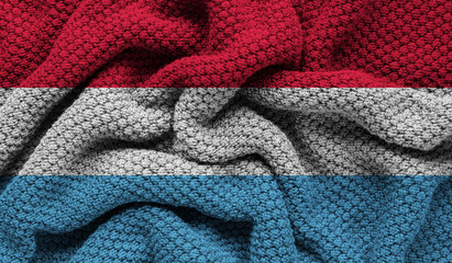 Luxembourg flag on knitted fabric. 3D-image