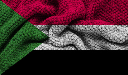 Sudan flag on knitted fabric. 3D-image
