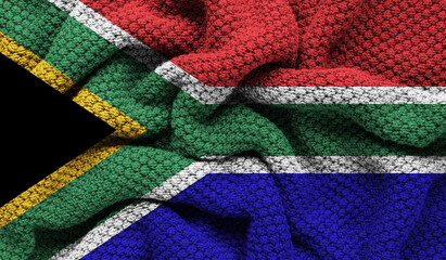 South Africa flag on knitted fabric. 3D-image