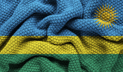 Rwanda flag on knitted fabric. 3D-image