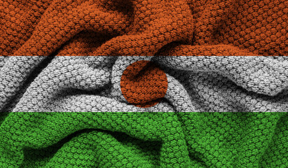 Niger flag on knitted fabric. 3D-image
