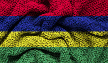 Mauritius flag on knitted fabric. 3D-image
