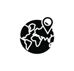 World, Earth, Global Solid Icon, Vector, Illustration, Logo Template. Suitable For Many Purposes.